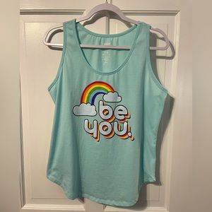 Large turquoise Be You tank top